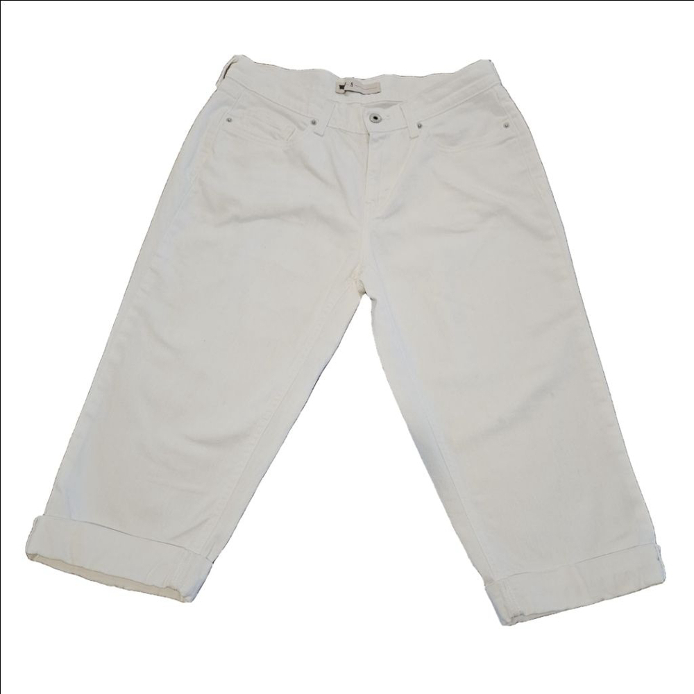 Womens Levis Cuffed Capri Jeans Size 8 White